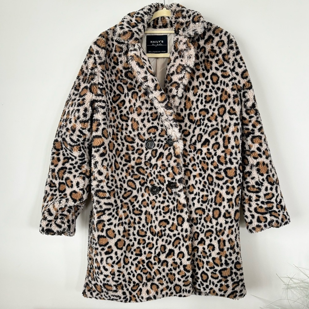 Haily's Women's Leopard Print Fuzzy Teddy Oversized Jacket Size XXL